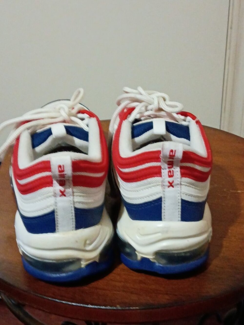 Nike Air Max 97 Mens sz 8.5 mens USA White Red Blue Running Shoes CW5584 100 - Picture 10 of 13